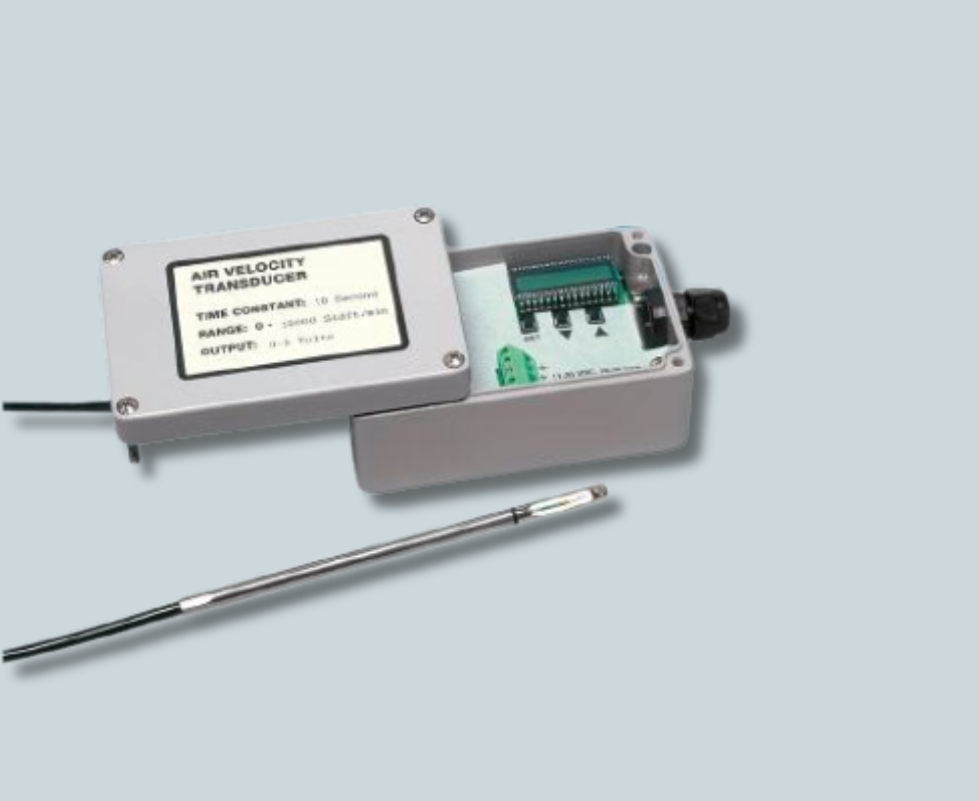 Innenansicht des TSI8455 Thermoanemometer-Transmitter für Luftgeschwindigkeit, Volumenstrom und Temperatur
